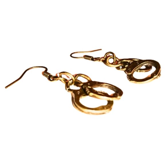 Handcuff Earrings In Antique Bronze - Picture 2 of 5